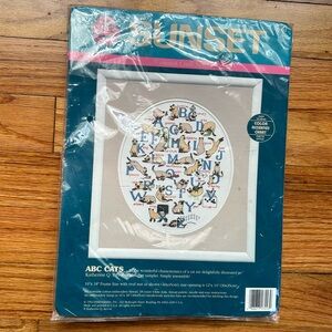 Counted Cross Stitch ABC Cats Sunset 13553 Complete Kit Mat Opening 12 x 14